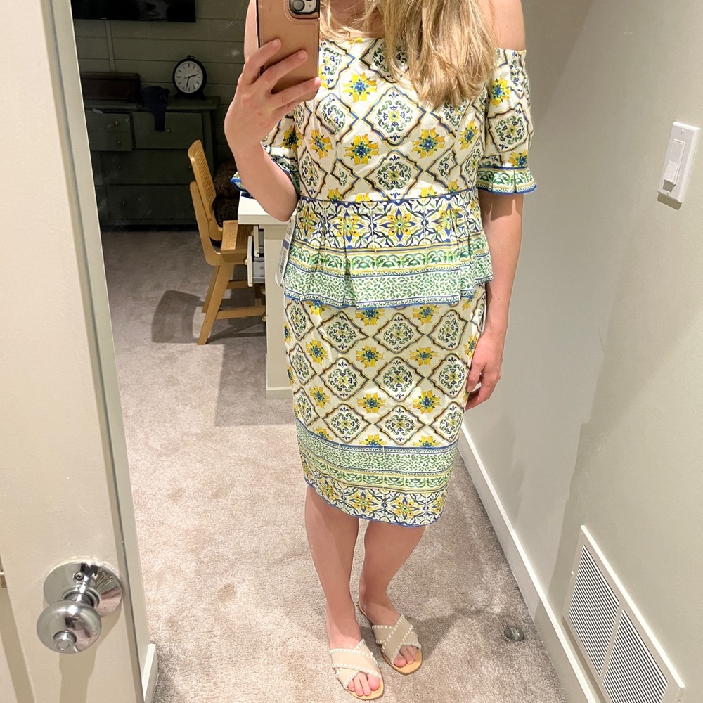 ANTONIO MELANI Floral Off-Shoulder Blouse - Yellow and Green